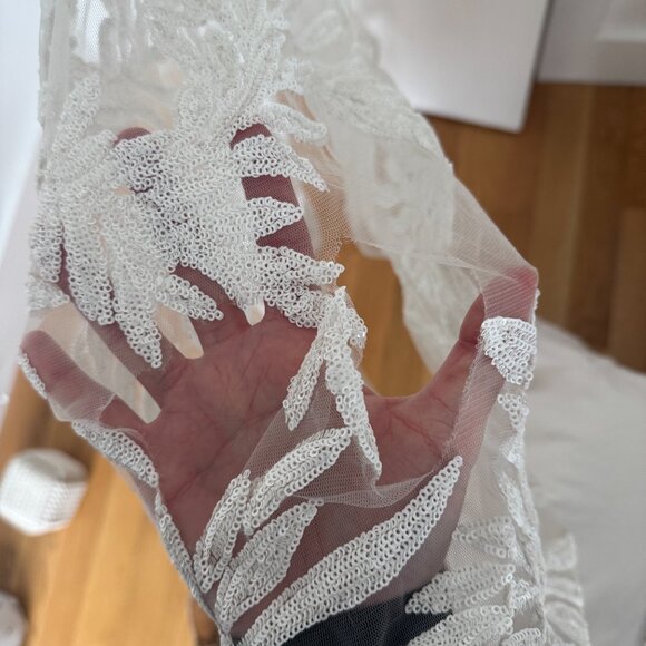 Nadine Merabi Stella White Sequin Mermaid Dress - Size S/M (US 6) - Picture 7 of 8